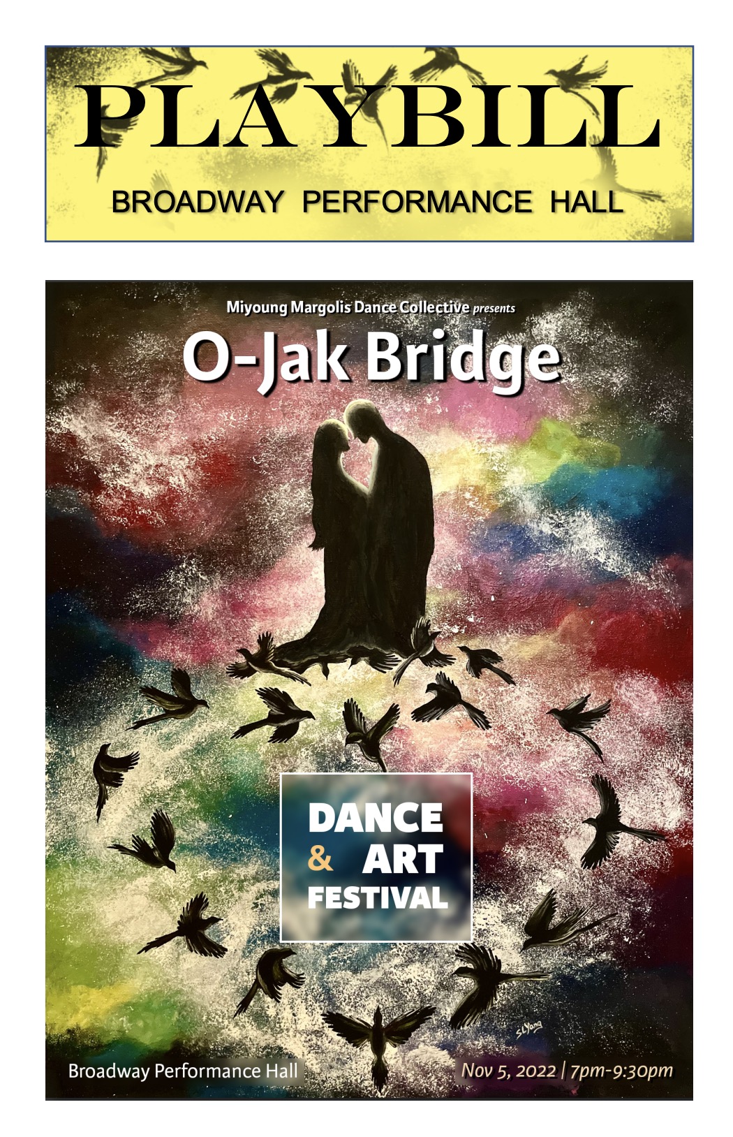 2022 O-Jak Bridge Art and Dance Festival playbill for Broadway Performance Hall.