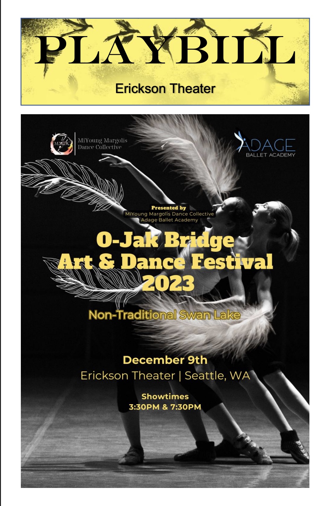 2023 O-Jak Bridge Art and Dance Festival playbill for Erickson Theater.