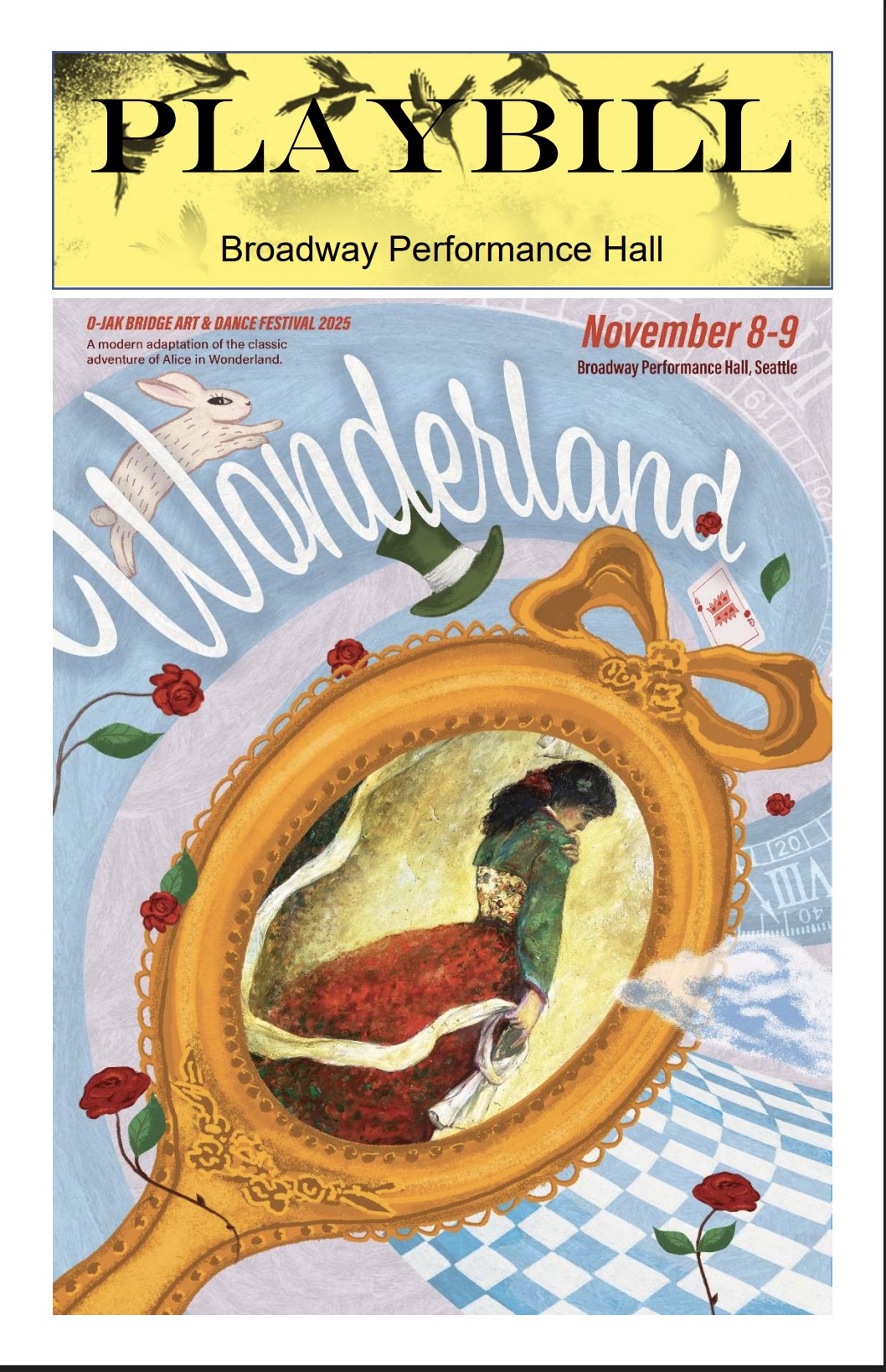 2025 O-Jak Bridge Art and Dance Festival Wonderland playbill for Broadway Performance Hall.